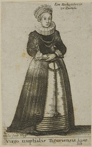 Femme de Zurich en robe de mariée - Wenceslaus Hollar