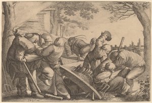 Rixe de paysans - Wenceslaus Hollar after Pieter Bruegel the Elder