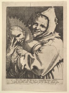 Fou avec une fille regardant à travers ses doigts - Werner Jacobsz. van den Valckert