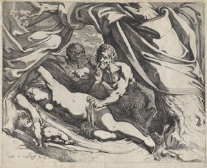 Vénus endormie espionnée par des satyres - Werner van den Valckert
