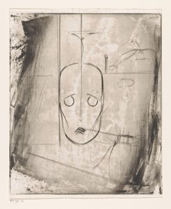 Composition avec visage et jockey à cheval
