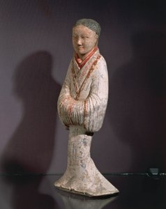 Dame en position debout (terre cuite) - Western Han Dynasty Chinese School