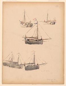 Dessin, barges hollandaises, 20 août 1887 - Whitney Warren Jr.