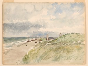Dessin, Le rivage de Kativigh, Hollande, 21 août 1887 - Whitney Warren Jr.
