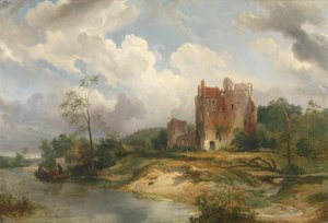 Paysage fluvial avec ruine
