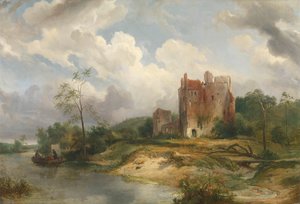 Paysage fluvial avec ruine
