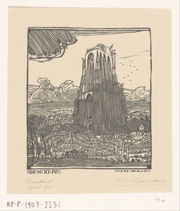 Construction de la tour de Babel - Wijnand Otto Jan Nieuwenkamp (signed by artist)