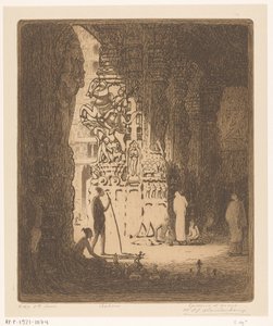 Colonnes sculptées dans un bazar à Madurai - Wijnand Otto Jan Nieuwenkamp (signed by artist)
