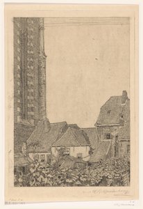 Maisons près de la tour Notre-Dame à Amersfoort - Wijnand Otto Jan Nieuwenkamp (signed by artist)