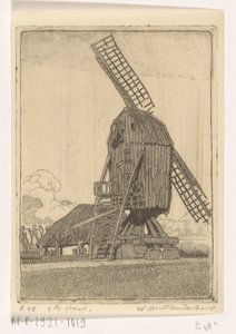 Moulin à vent avec deux ailes près de Bennekom - Wijnand Otto Jan Nieuwenkamp (signed by artist)
