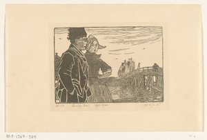 Homme et femme en costume de Volendam - Wijnand Otto Jan Nieuwenkamp (signed by artist)