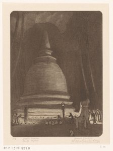 Stupa à Kandy au Sri Lanka de nuit - Wijnand Otto Jan Nieuwenkamp (signed by artist)