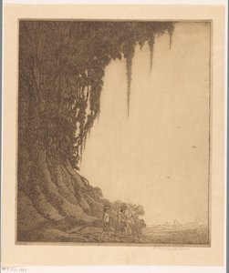 Deux femmes avec un plateau de fruits sur la tête à Bali - Wijnand Otto Jan Nieuwenkamp (signed by artist)