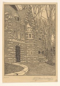 Portail sud de la Grande ou église Saint-Nicolas à Edam - Wijnand Otto Jan Nieuwenkamp (signed by artist)