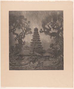 Pagode sous la pluie