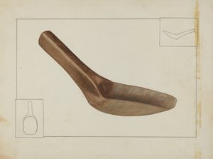 Cuillère en bois carrée, vers 1937