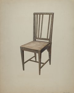 Chaise droite en bois, vers 1938