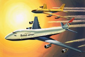 Boeing 747 avec Boeing 707 en arrière-plan