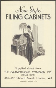 Armoires de classement de la Gramophone Company, années 1920