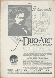Pianolas de la société Aeolian, 1924