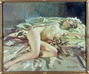 Nu féminin allongé sur un lit