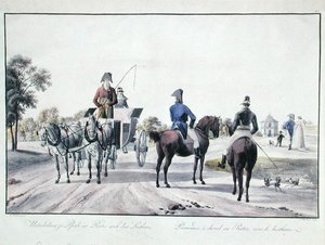 Promenade dans le parc du Prater, Vienne, gravé par Adam von Bartsch (1757-1821) 1804 (gravure en couleur) - Wilhelm Alexander (after) Kobell