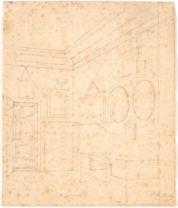 Dessin en perspective pour le portrait de famille Waagepetersen - Wilhelm Bendz