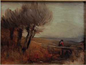 Paysage plat avec trois saules têtards - Wilhelm Busch