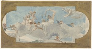 Peinture de plafond avec des figures assises sur des nuages - Wilhelm Cornelis Bauer