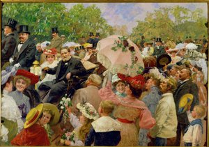 Le maire de Vienne, Karl Lueger, dans son carrosse lors du corso fleuri au Prater de Vienne en ... - Wilhelm Gause