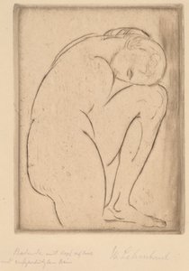 Baigneuse avec sa tête sur son genou