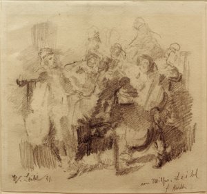Esquisse pour "Le dîner" avec violoncelliste - Wilhelm Maria Hubertus Leibl