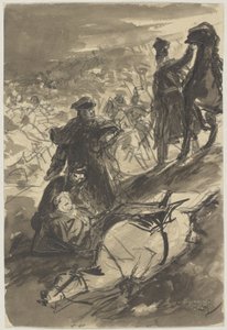 La chute de Blücher dans la bataille de Ligny - Wilhelm Lindenschmit der Jüngere