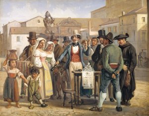 Un charlatan vendant du cirage sur la Piazza Barberini à Rome
