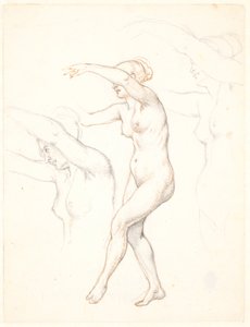 Feuille avec trois études de femme nue dansant