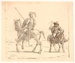 Don Quichotte chevauche vers la gauche, Sancho Panza vers la droite - Wilhelm Marstrand