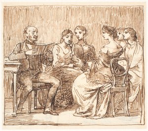 Un homme lit à haute voix pour cinq dames - Wilhelm Marstrand