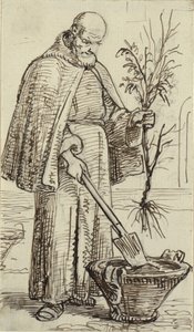 Un moine plante un arbre - Wilhelm Marstrand