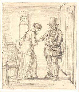 Une jeune femme reçoit une lettre du facteur - Wilhelm Marstrand