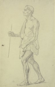 Étude de figure. Homme debout de profil vers la gauche