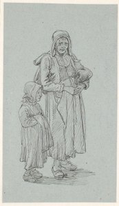 Vieille femme suédoise et petite fille - Wilhelm Marstrand