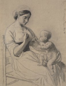 Italienne avec un enfant nu sur les genoux - Wilhelm Marstrand