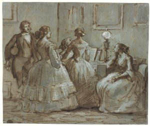 Scène de société à Copenhague, avec musique - Wilhelm Marstrand