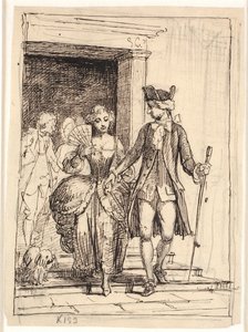 Leander et Leonora, derrière eux Henrik et Pernille - Wilhelm Marstrand