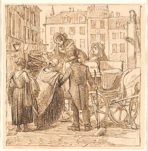 Les dames montent en voiture sur la place Hanser