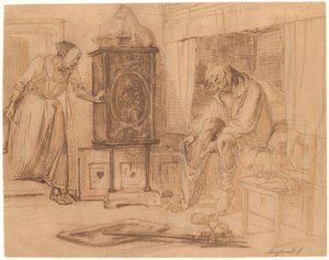 Nille trouve Jeppe endormi avec son pantalon sur une jambe - Wilhelm Marstrand