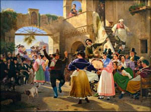 Romains rassemblés pour se divertir dans une osteria - Wilhelm Marstrand