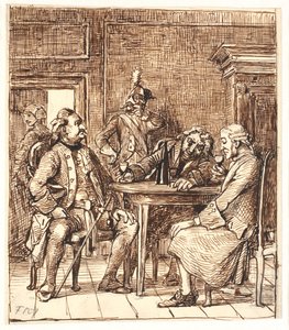 Scène de Barselsstuen. Corfitz boit du vin du Rhin avec l