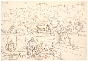 Scène au bord du canal à Venise - Wilhelm Marstrand