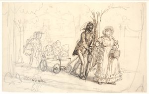 La famille du cordonnier en excursion sur la route de la plage - Wilhelm Marstrand